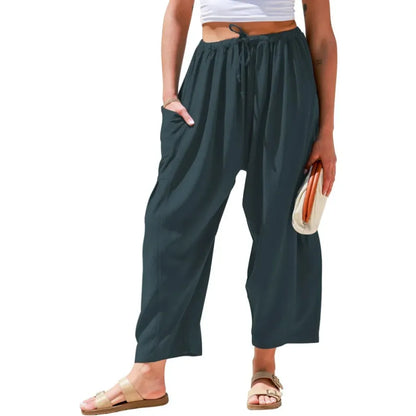 Womens Linen Wide Leg Pants