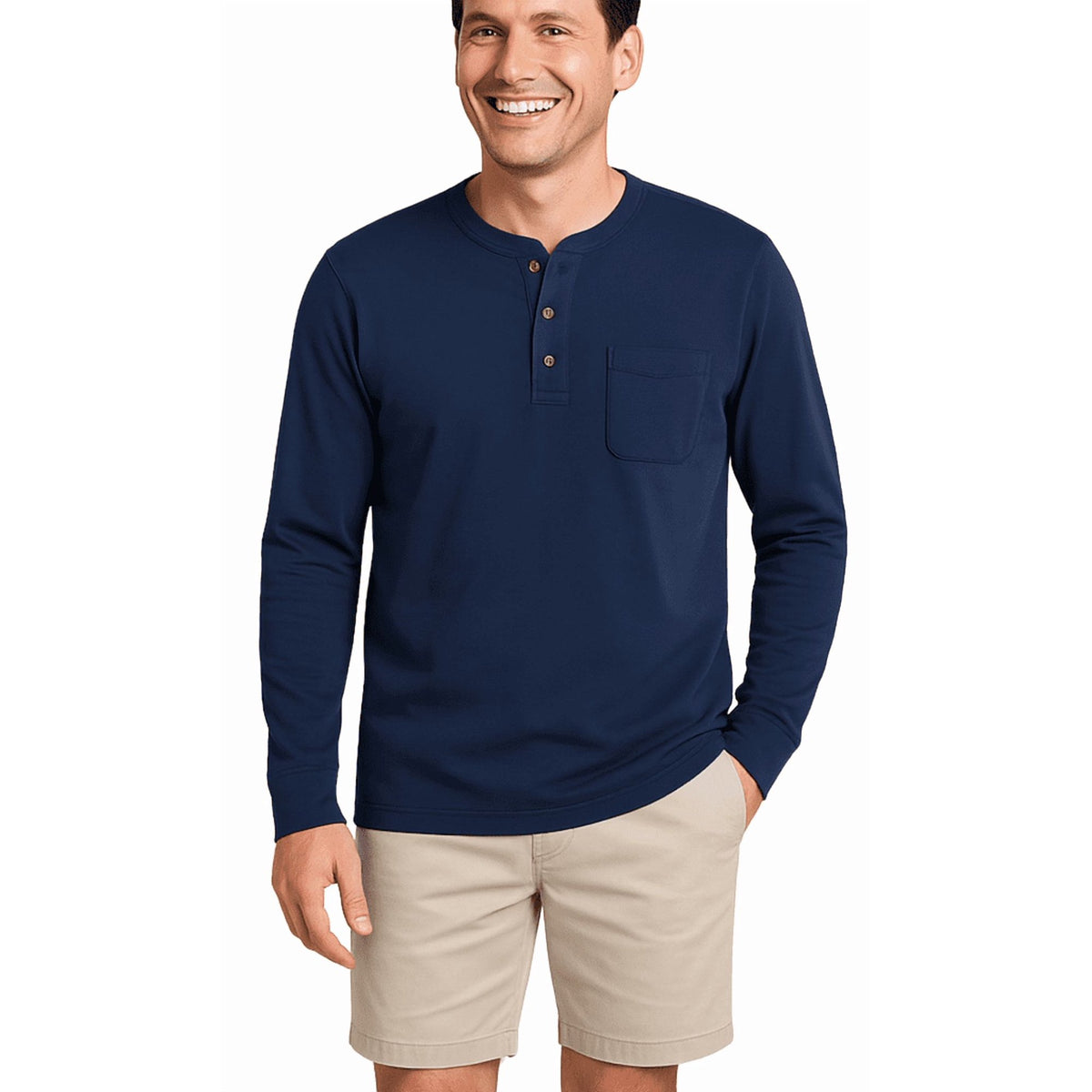 💫Clearance Sale🔥Men's Fashion Vintage Distressed Pocket Long Sleeve Henley Shirt