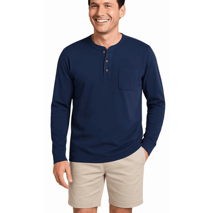 💫Clearance Sale🔥Men's Fashion Vintage Distressed Pocket Long Sleeve Henley Shirt