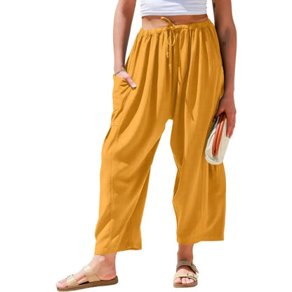 Womens Linen Wide Leg Pants