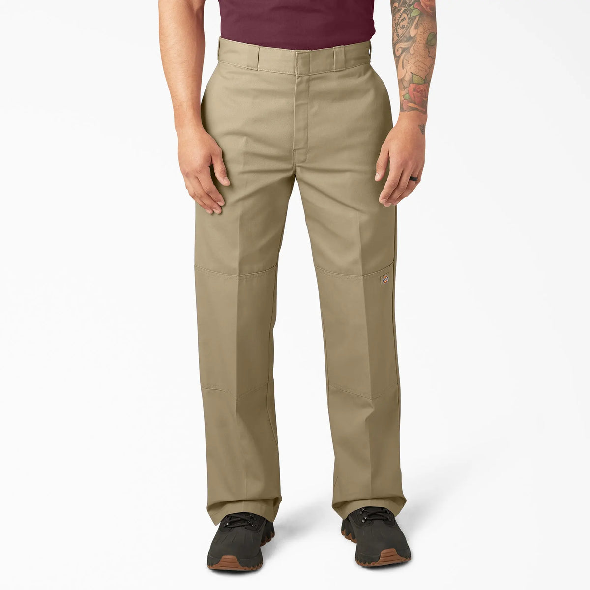Men's Loose Fit Double Knee Work Pants, Reinforced Knees, Multi-Pocket Utility Fit, Workwear Street Style