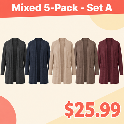 Women's Lightweight Open-Front Longline Cardigan Bundles