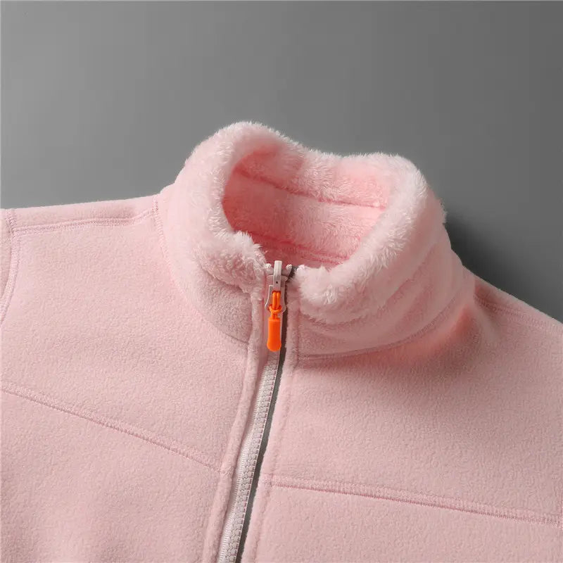 Women's Stand Collar Polar Fleece Jacket Full Zip Up Fleece Lined Warm Coat