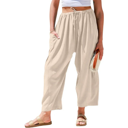 Womens Linen Wide Leg Pants