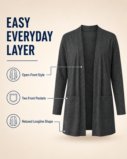 Women's Lightweight Open-Front Longline Cardigan Bundles