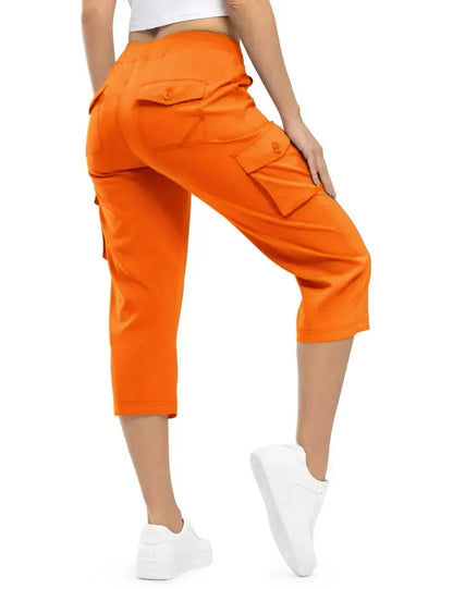 Women's Cargo Capris Lightweight Hiking Pants Shorts Cropped Cotton