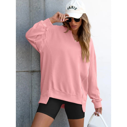 Womens Oversized Sweatshirt V Neck Long Sleeve Tunic Lightweight Pullover