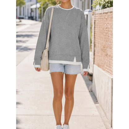 Women's Two-Piece Layered Crew Neck Sweatshirt