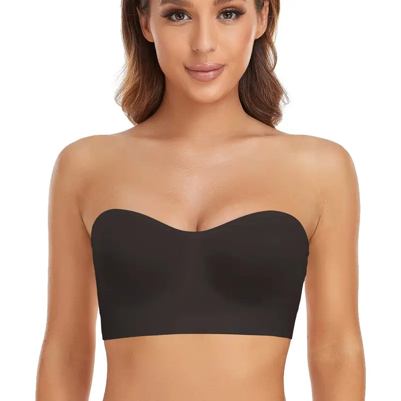 Wireless Strapless Bandeau Bra with Non-Slip Silicone Grip
