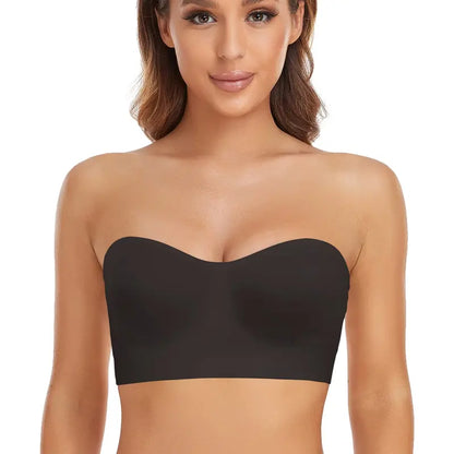Wireless Strapless Bandeau Bra with Non-Slip Silicone Grip