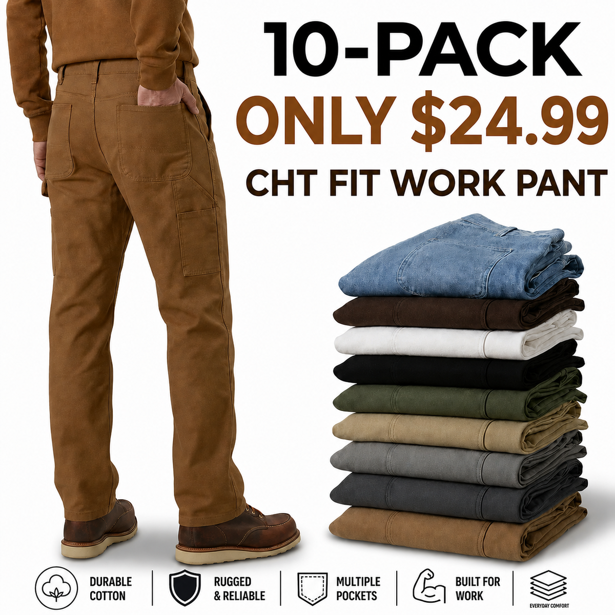 Men's Stretch Relaxed Straight Work Pants