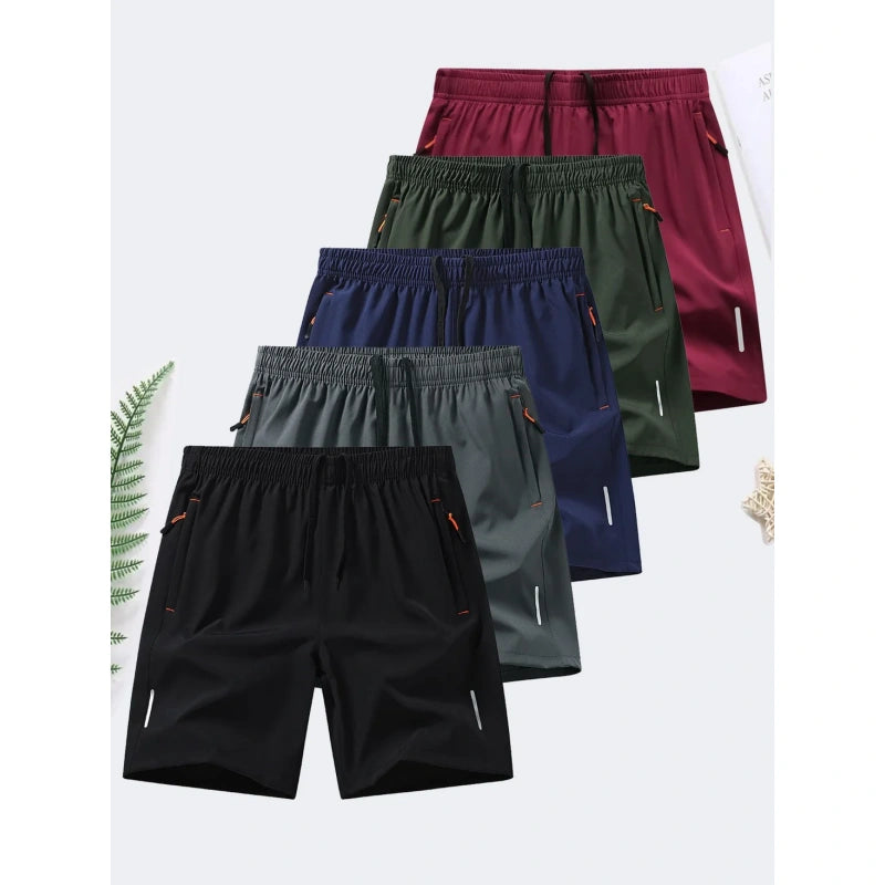 🔥Flash Sale Men's Zipper Pocket Shorts, Summer Ice Silk Beach Shorts