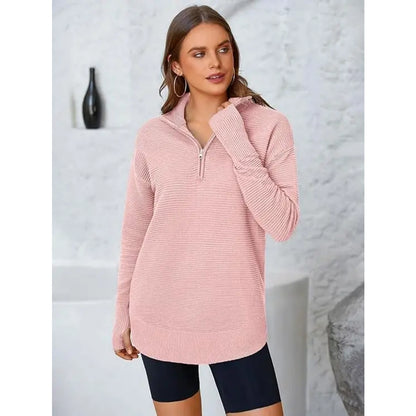 Women's Long Sleeve Quarter Zip Pullover Sweater