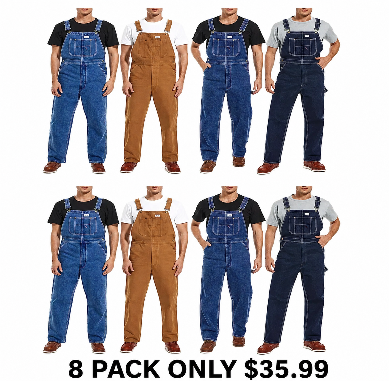 🔥Men's Denim Bib Overalls,  Workwear with Adjustable Straps and Convenient Tool Pockets
