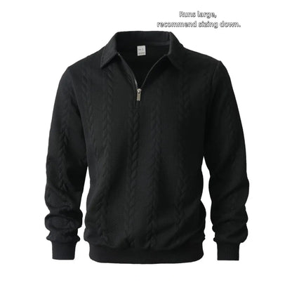 Men's Spring Outfits Knitted Polo Neck Long Sleeve Fitted Knitwear Sweatshirt