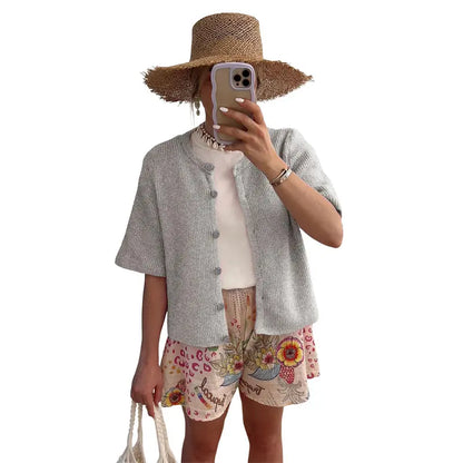 UANEO Women's Lightweight Knit Cardigan - Short Sleeve