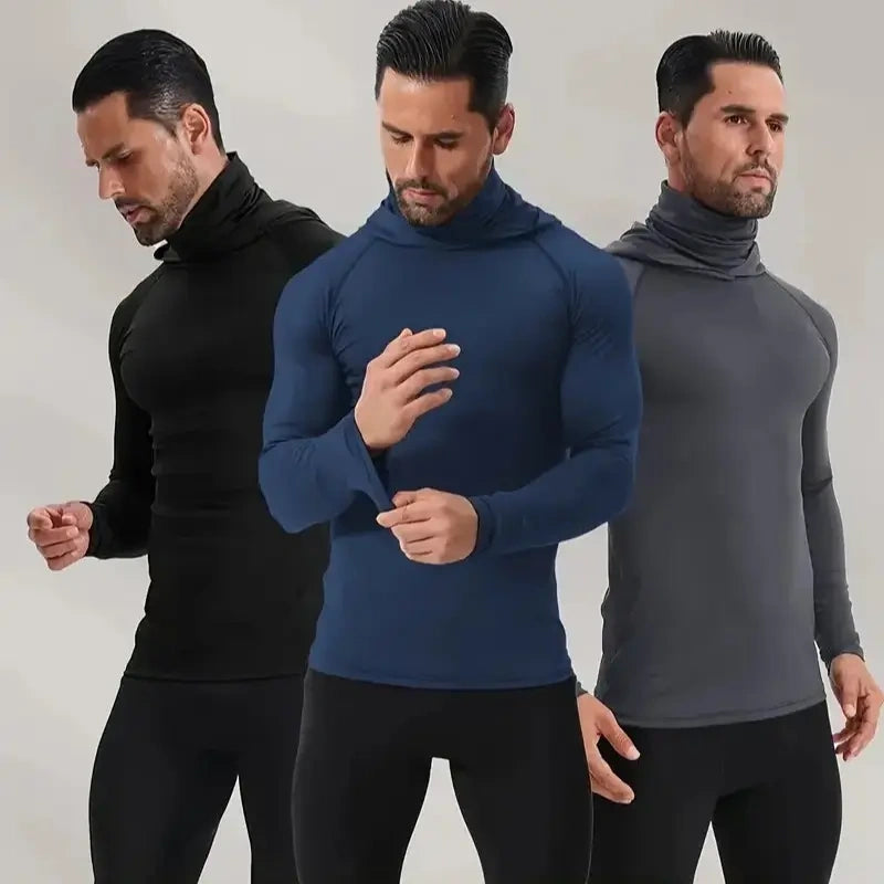 9pcs Set Men's Masked Hooded Compression Tops