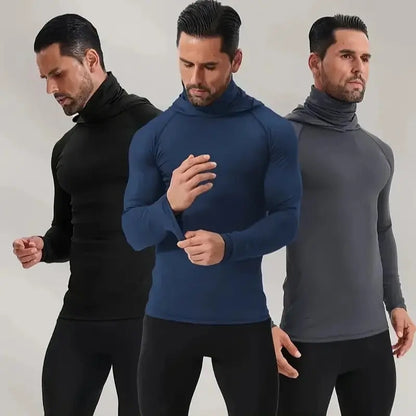 9pcs Set Men's Masked Hooded Compression Tops