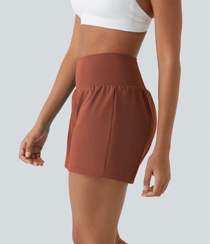 💝Last Day Promotion⚡12 piece ultra high waist back pocket and side hidden pocket 2 in 1 Yoga shorts