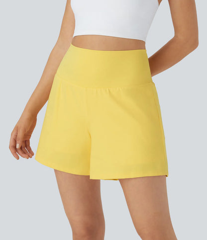 💝Last Day Promotion⚡12 piece ultra high waist back pocket and side hidden pocket 2 in 1 Yoga shorts