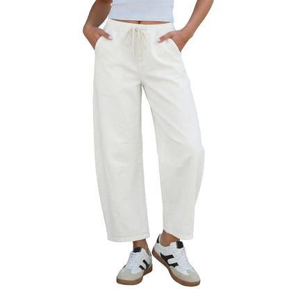 Barrel Jeans for Women High Waisted Cropped Wide Leg Stretch Denim Pants