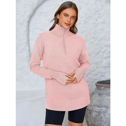 Women's Long Sleeve Quarter Zip Pullover Sweater
