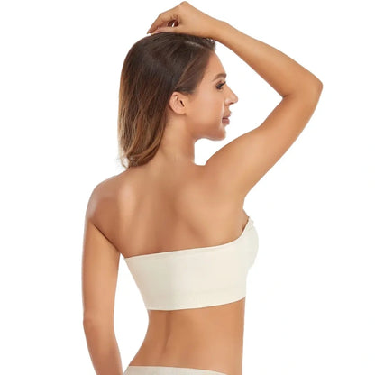 Wireless Strapless Bandeau Bra with Non-Slip Silicone Grip