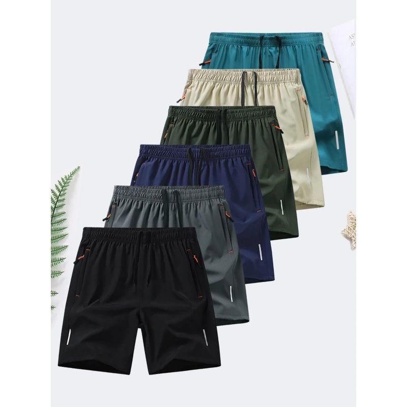 🔥Flash Sale Men's Zipper Pocket Shorts, Summer Ice Silk Beach Shorts