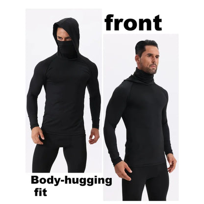 9pcs Set Men's Masked Hooded Compression Tops