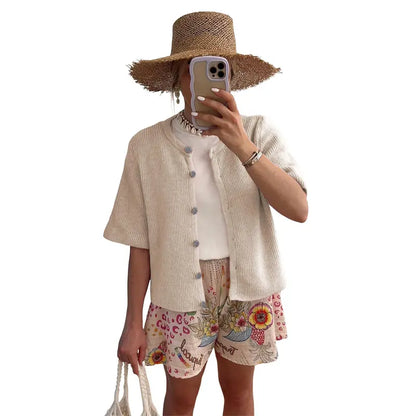UANEO Women's Lightweight Knit Cardigan - Short Sleeve