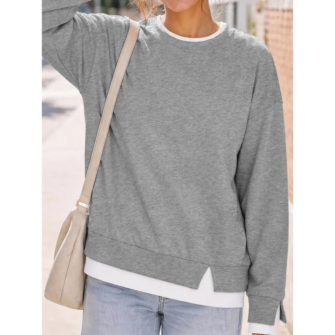 Women's Two-Piece Layered Crew Neck Sweatshirt