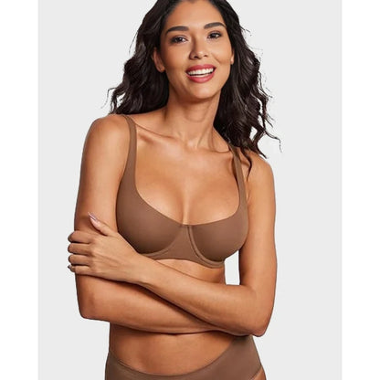 Underwire Support Seamless Unlined Balconette Bra