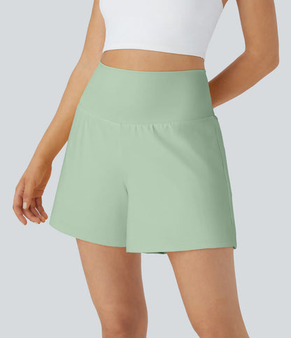 💝Last Day Promotion⚡12 piece ultra high waist back pocket and side hidden pocket 2 in 1 Yoga shorts