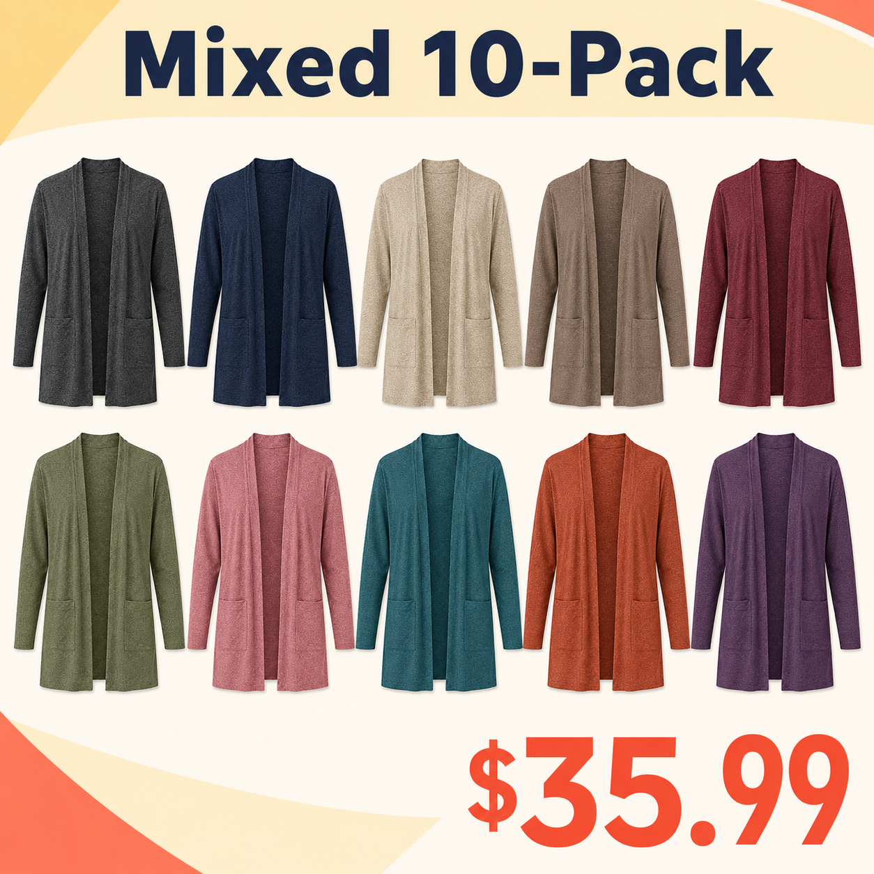 Women's Lightweight Open-Front Longline Cardigan Bundles