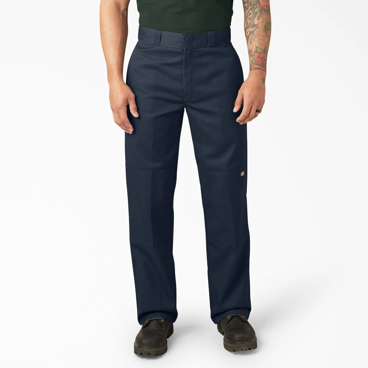 Men's Loose Fit Double Knee Work Pants, Reinforced Knees, Multi-Pocket Utility Fit, Workwear Street Style