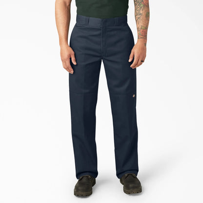Men's Loose Fit Double Knee Work Pants, Reinforced Knees, Multi-Pocket Utility Fit, Workwear Street Style