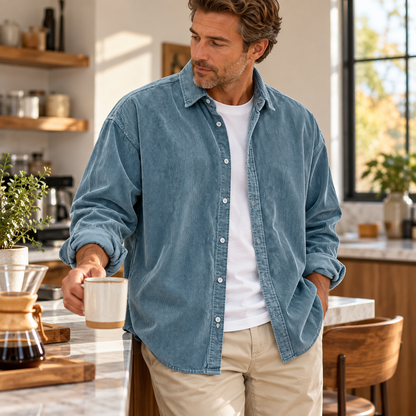 Men’s Oversized Corduroy Button-Down Shirt