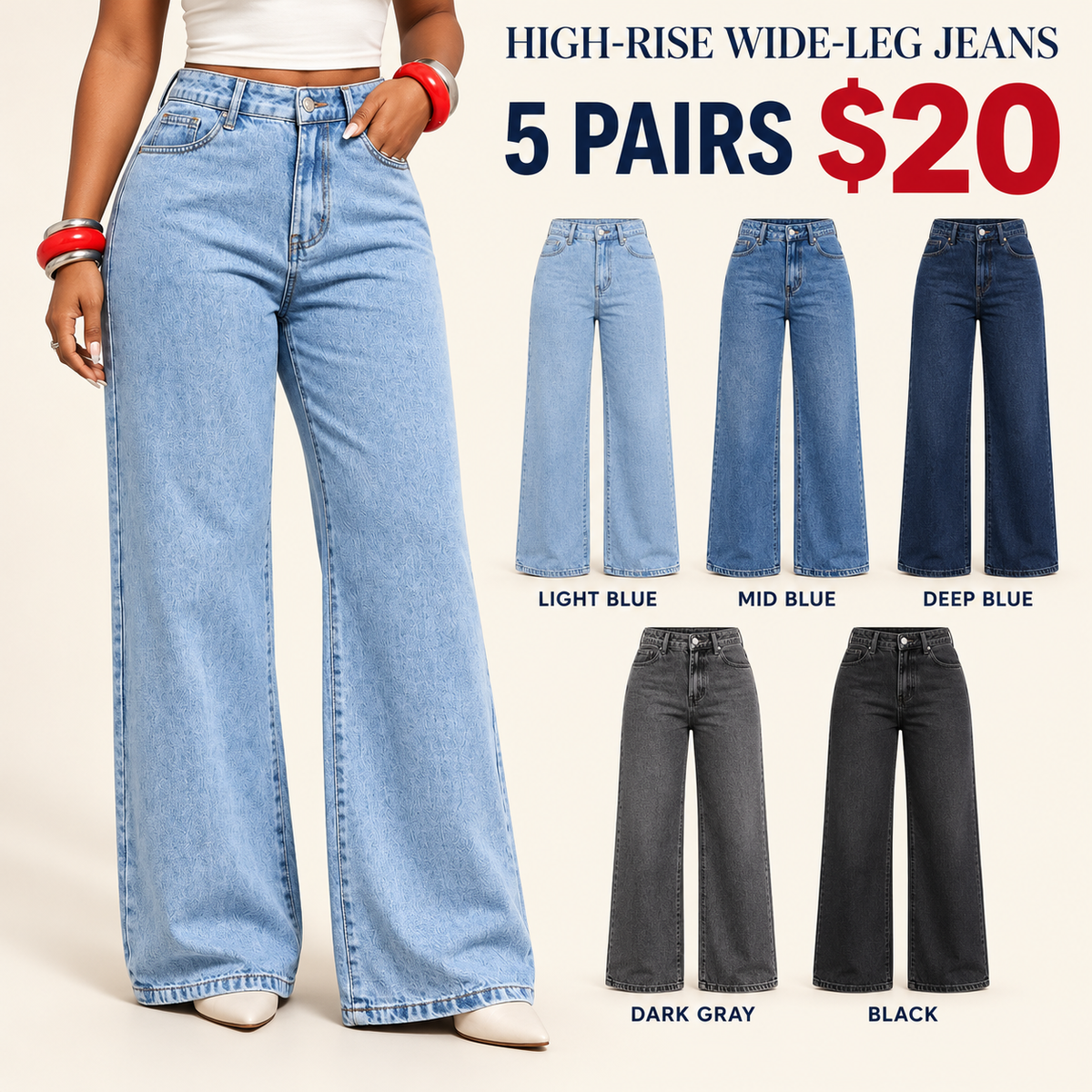 Women's High-Rise Wide-Leg Jeans