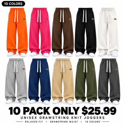 Unisex Solid-Color Drawstring Knit Joggers