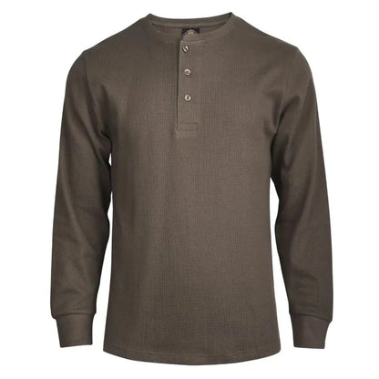 Men's Cotton Knit Henley Long Sleeve Shirt