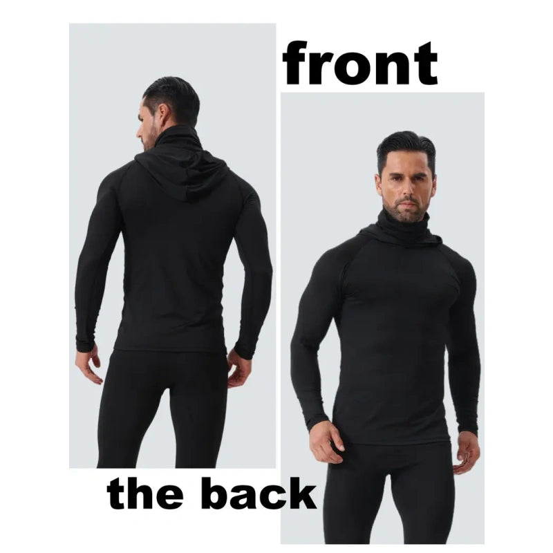 9pcs Set Men's Masked Hooded Compression Tops