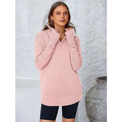 Women's Long Sleeve Quarter Zip Pullover Sweater
