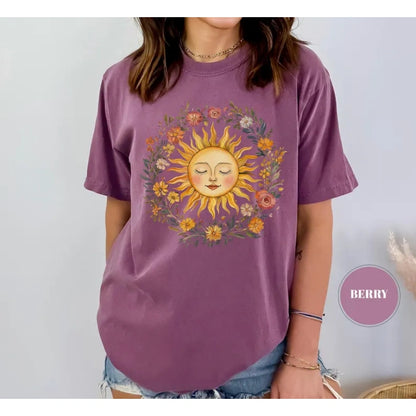 Boho Spiritual Sun T-Shirt, Cute Bohemian Tee, Celestial Hippie Clothing, Vintage Women Clothing, Hippy Clothes, Chic Style, Floral Outfit