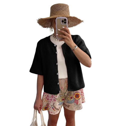 UANEO Women's Lightweight Knit Cardigan - Short Sleeve