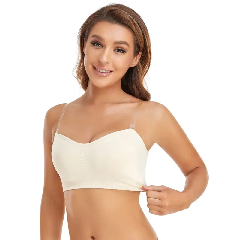 Wireless Strapless Bandeau Bra with Non-Slip Silicone Grip