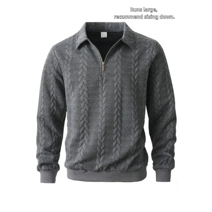 Men's Spring Outfits Knitted Polo Neck Long Sleeve Fitted Knitwear Sweatshirt