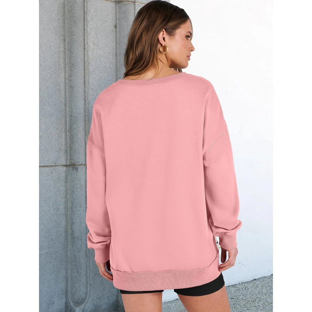 Womens Oversized Sweatshirt V Neck Long Sleeve Tunic Lightweight Pullover