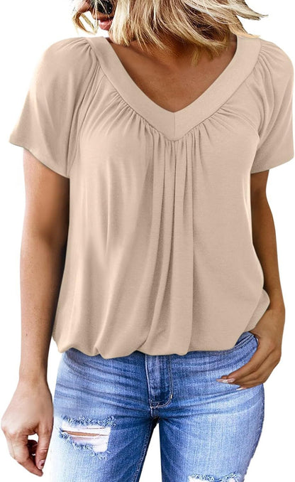 🔥Last day promotion🔥Women's Casual Summer T Shirts Short Sleeve V Neck Tops Tshirts