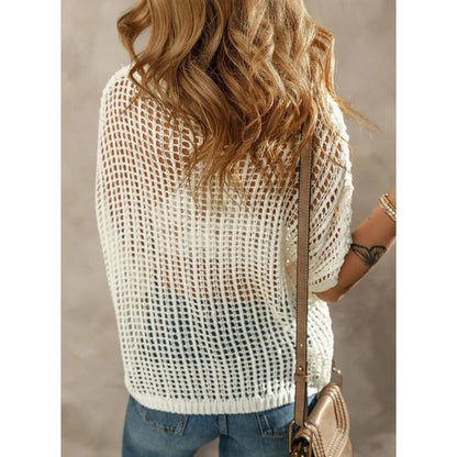 Dokotoo Women's Summer Crochet Hollow Out Sweater Top