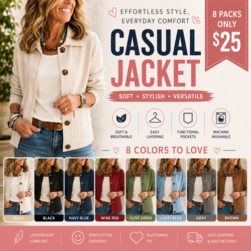 Casual Lapel Pocket Solid Color Jacket